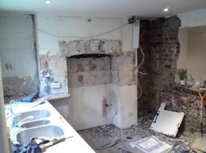 Basement plaster hacked off